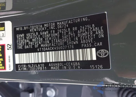 2025 Toyota Camry Xle from USA, damaged, VIN 4T1DAACK4SU027176